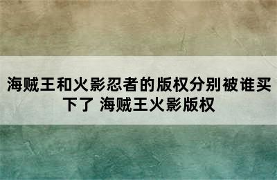 海贼王和火影忍者的版权分别被谁买下了 海贼王火影版权